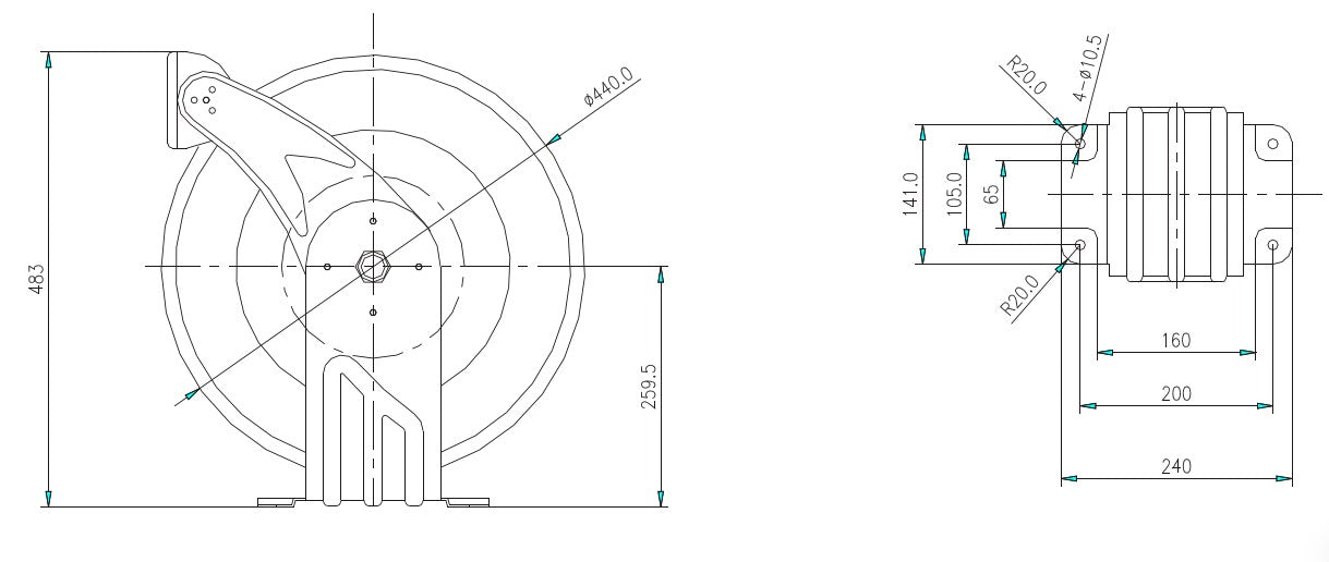 LUBE PRO Grease Hose Reel, 1/4" x 15m