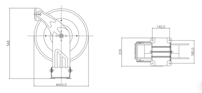 LUBE PRO Oil Hose Reel, 1/2" x 15m - swivel mount