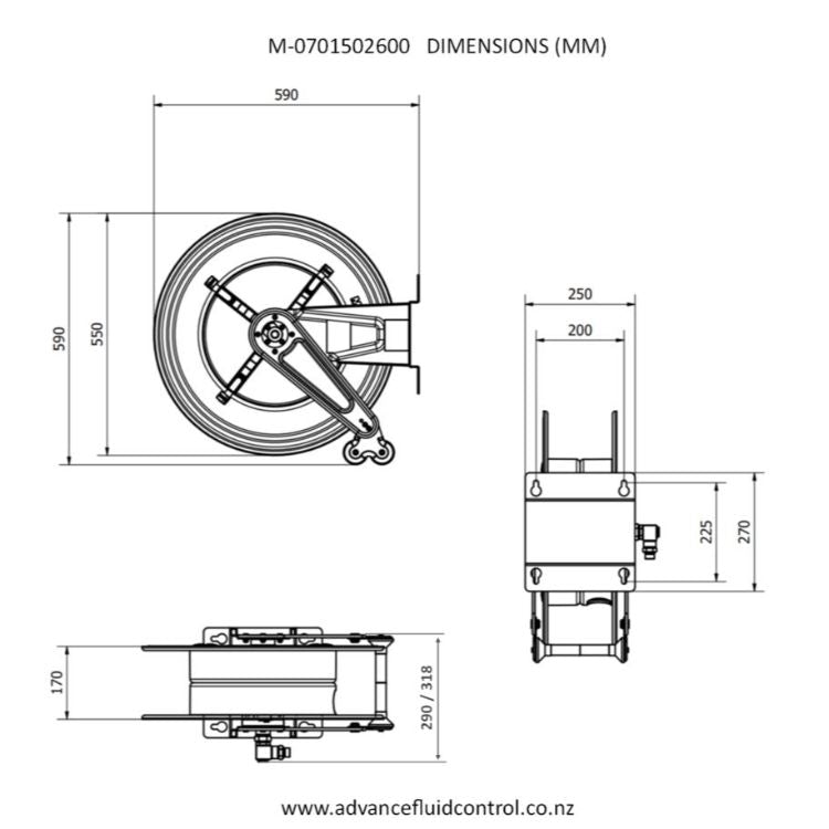 MECLUBE Heavy Duty 1" Bare Reel - suits up to 15m of hose