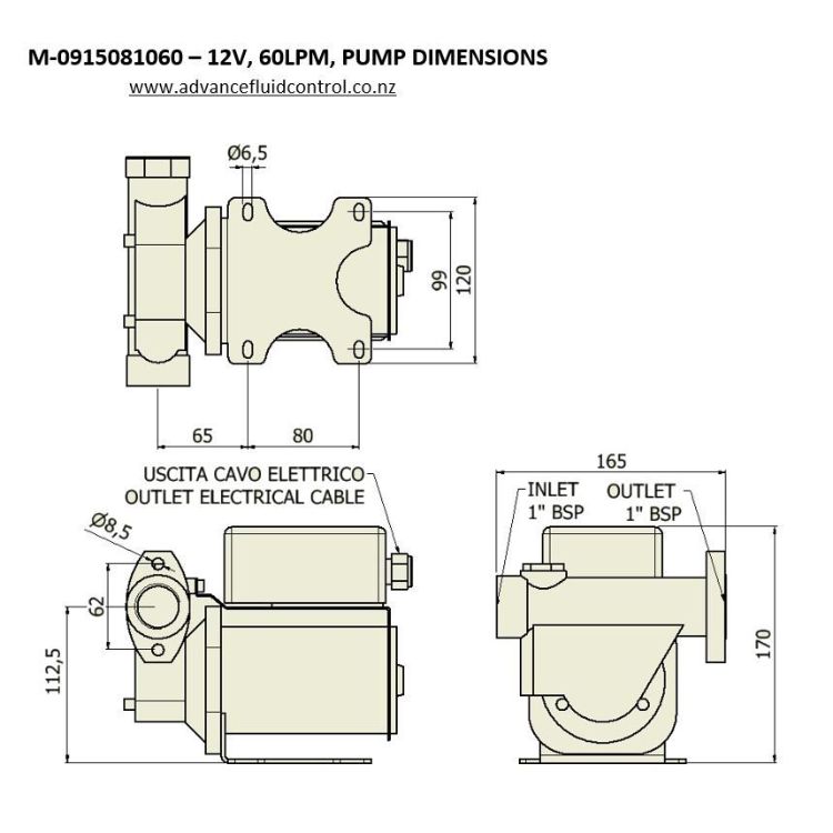 MECLUBE Electric Diesel Transfer Pump, 12V, 60L/min, 1"