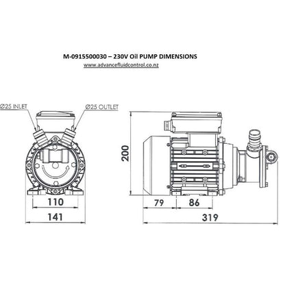 MECLUBE Electric Oil Pump, 230V, 30L/min