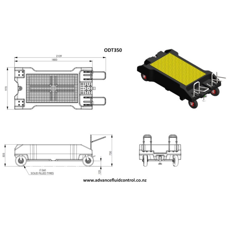 Heavy Duty Low Level Oil Drainer, 350L Capacity